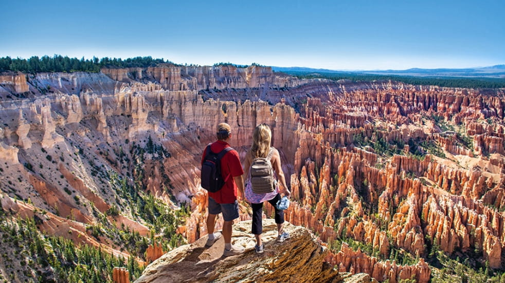 Couple looking at a canyon view